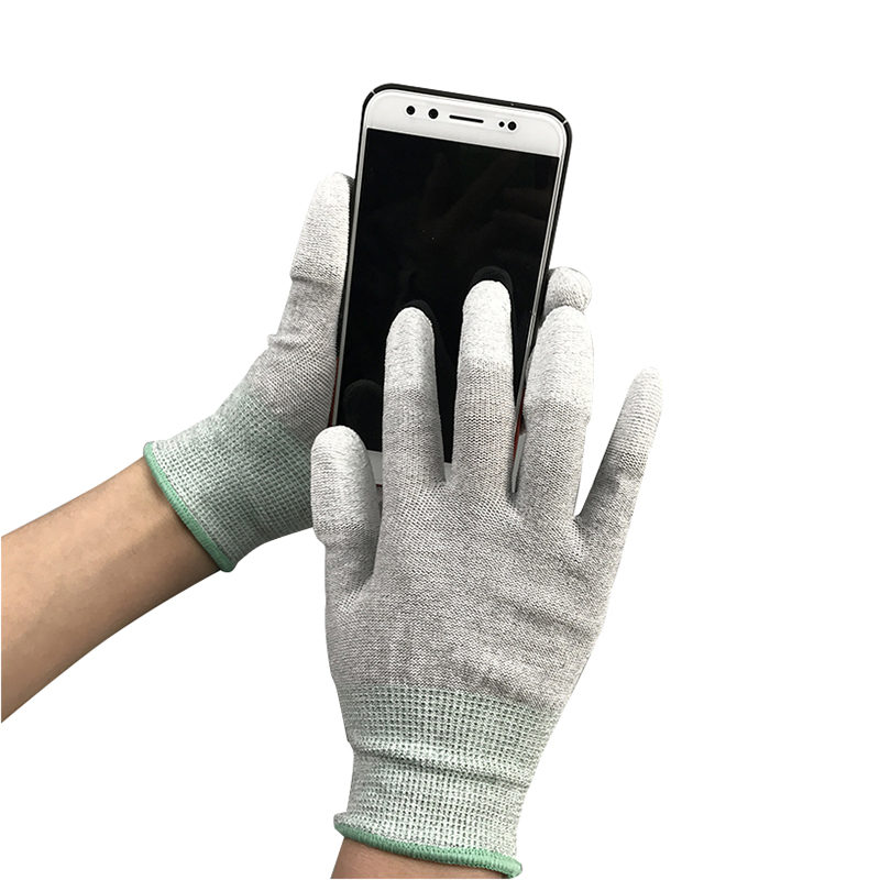 カーボンファイバーナイロンESDフィンガーPUコーティンググローブ カーボンファイバーナイロンESDフィンガーPUコーティンググローブ